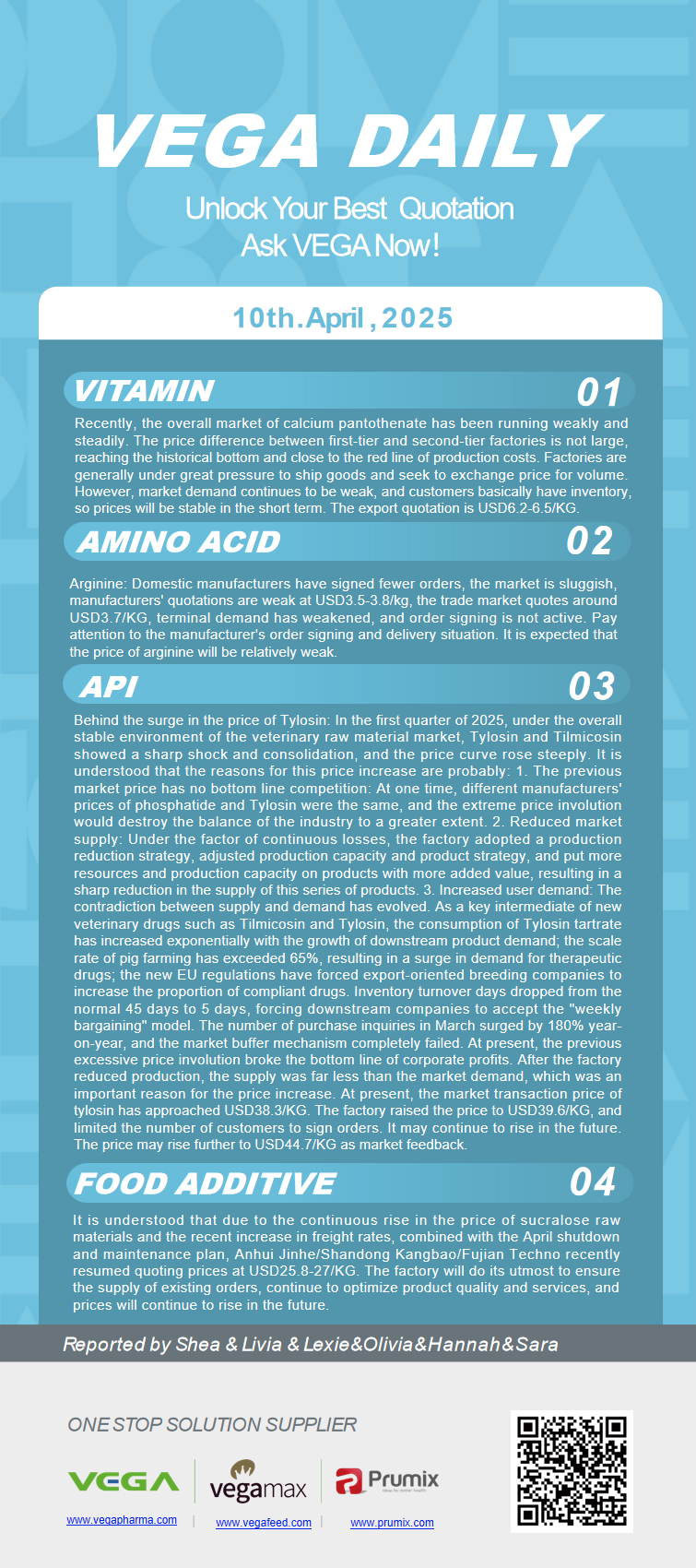 Vega Daily Dated on Apr 10th 2025 Vitamin Amino Acid APl Food Additives.jpeg